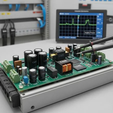 Automation & PLC Power Rails - PLC and industrial automation control power rails using low-noise inductors and EMI chokes for stable operation